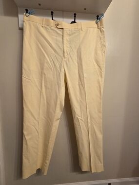 ​Southern Pines Men's Pastel Yellow Chino Pants 40x30 Cotton Golf Preppy Slacks